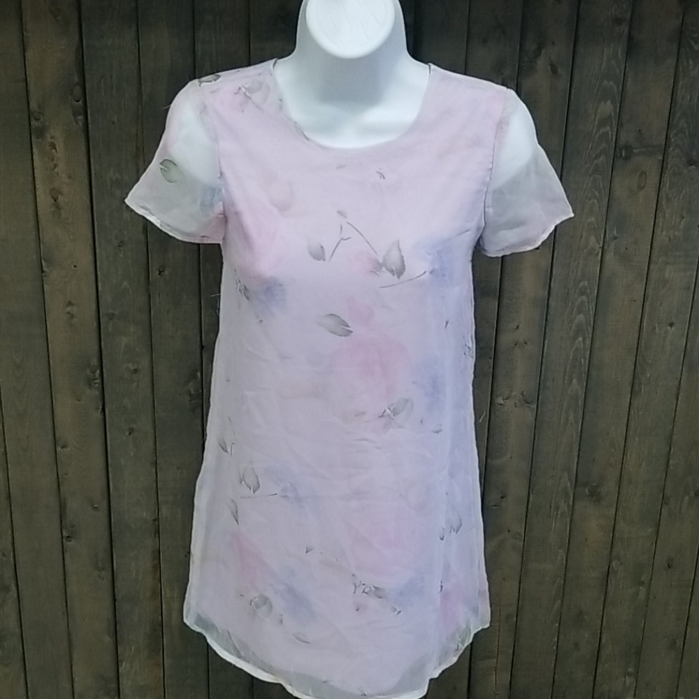 Sweet Soda Short Sleeve Sheer Floral Blouse